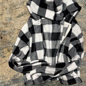 Hippie Rose Black and White Striped Fuzzy Pullover